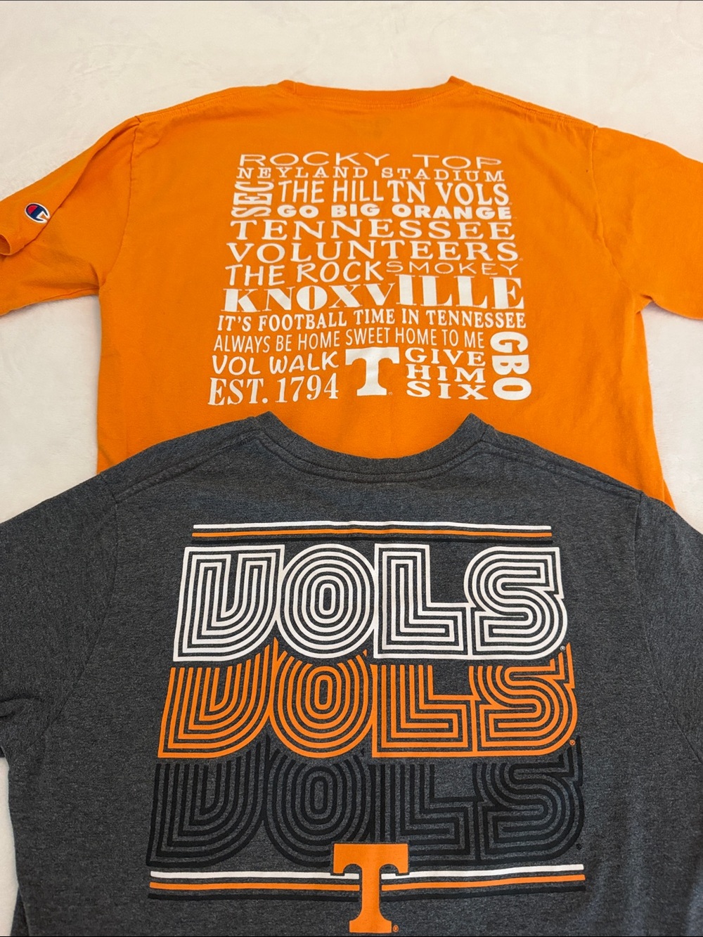 Champion Women’s Tennessee 'T' Graphic Tees in Orange & Gray - Picture 2 of 4